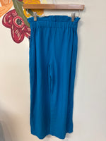 Deluc Blue Linen Belted Pants, XS