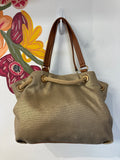 Michael Kors Gold with Brown Leather Trim Shoulder Bag, 17"x12"