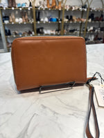 New Kate Landry Brown Embroidered Wristlet, 7"x4.5"