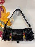 Mary Frances Black Shoulder Bag, 11"x5"
