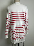 Sweet Lovely White with Red Stripes Sweater, M/L