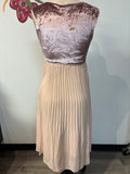 New Paradyz Couture 2pc Pink Hand Beaded Velvet & Chiffon Dress + Capelet, 6