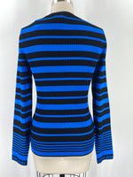 New DKNY Blue/Black Stripe Fitted Sweater, L
