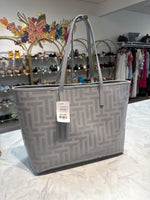 Ted Baker Gray Elenoor T Logo Coated Tote + Pouch, 12.5"x18.25"