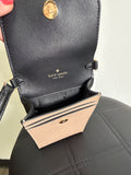 Kate Spade Black/Hazelnut Flap Phone Crossbody, 7"x4"