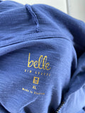 Belle Kim Gravel Blue Hooded Pullover, XL