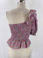 Do + Be Floral One Shoulder Smocked Top, L