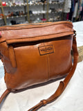 New Vilenca Holland Brown Woven Leather Crossbody Bag, 9.5"x8"