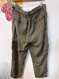 Michael Stars Green 100% Linen 25" Inseam Pants, L