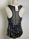 Express Black Sequin Racerback Tank, S