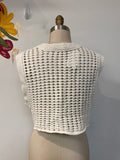 Double Zero Cream Cropped Open Stitch Sweater, M