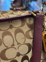 Coach Burgundy Trim Park Signature North/South Tote, 16"x13.75"