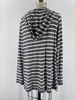 Vince Camuto Black Stripe Hooded Cardigan, XL