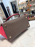 Michael Kors Hamilton Brown/Mulberry Satchel Crossbody, 11"x14"