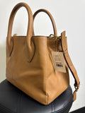 Antonio Melani Brown Leather Open Top Crossbody Bag, 9"x10"