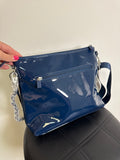 New IHKWIP Blue The Sensational Chain Shoulder Bag W/ Crossbody Strap, 11"x3"x9.5"