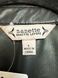 Nanette Lepore Black Faux Leather Top, L