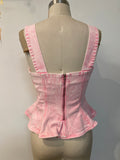 New Steve Madden Pink Denim Top, 6 (retail $89)