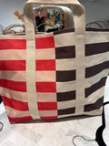 New Retail $98 Anthropologie Stripe Canvas Tote Bag, 23"x15"
