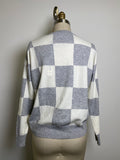 New T Tahari Gray/White Check Sweater, XS