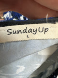 Sunday Up Blue Deep V-Neck Dress, L