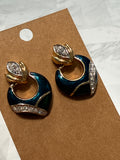 Green/Gold Enamel Earrings