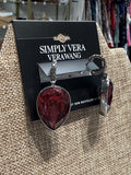 New Simply Vera Burgundy Stone Drop Earrings