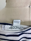Chico's White/Blue Stripe Top, XL