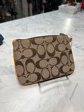 Coach Brown Signature with Orange Trim Wristlet, 6"x4"