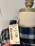 New Aeropostale Blue/Black Plaid Pea Coat, M