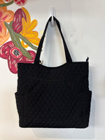 Vera Bradley Black Quilted Tote Bag, 13"x14"
