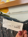 New Love + Luxe  Silver Sequin Skirt, L