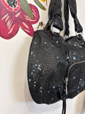 Aimee Kestenberg Black Leather Celestial Splatter Shoulder Bag, 17"x11" (retail $268)