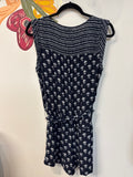Loft Blue Belted Romper, L Petite with Pockets