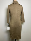 New Calvin Klein Metallic Gold Zip Front Dress, M