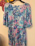 Lilly Pulitzer Blue Minka Romper Dress, L with Attached Shorts