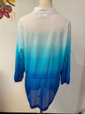 Chico's Sheer Weekends Ombre Blue Jacket, L