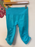 Lululemon Blue Cropped Ruched Leggings, 6