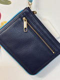 Talbots Blue Leather Wristlet, 7"x5"