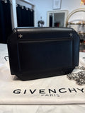 Givenchy Black Bow Cut Chain Studded Leather Crossbody Bag, 9"x6.5"