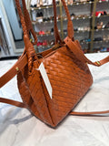 Brown Basketweave Faux Leather Crossbody Bag, 8"x7"