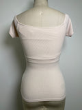 Klassy Network Cream Built in Bra Brami Top, S