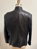 Tahari Black Leather Open Front Jacket, M