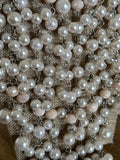 Silver & Faux Pearl Necklace, 16"-18"