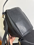 Vera Bradley Black Leighton Leather Bronze Age Backpack, 12"x9"