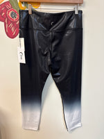 New Zyia Black Metallic Ombre Hi Rise 7/8 Athletic Leggings, 12