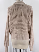 Rachel Zoe Tan Open Stitch Cardigan, L