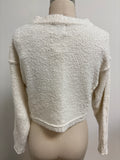 Pink Rose Cropped White Sweater, XS