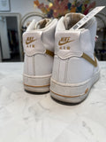 Nike Air Force 1 White/Gold Shoes, 8.5