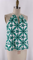 Skies Are Blue Green/White Top, S